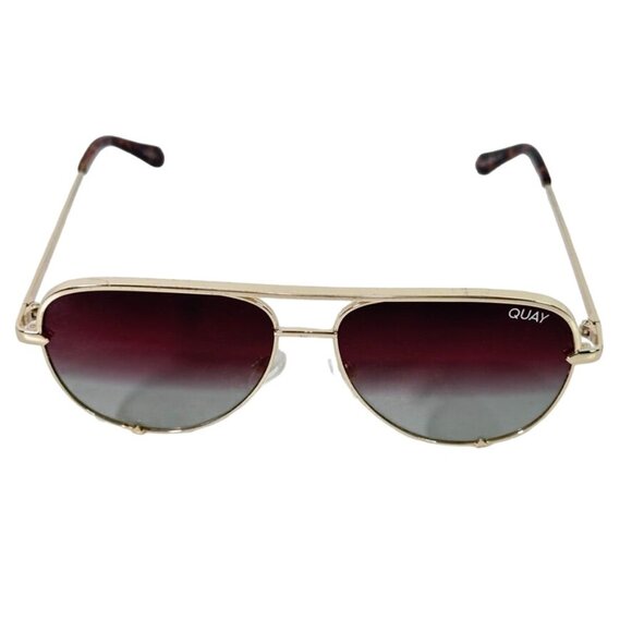 Quay HIGH KEY MICRO Sunglasses Womens Gold Frame Purple Gradient Lens Aviator - Picture 7 of 14